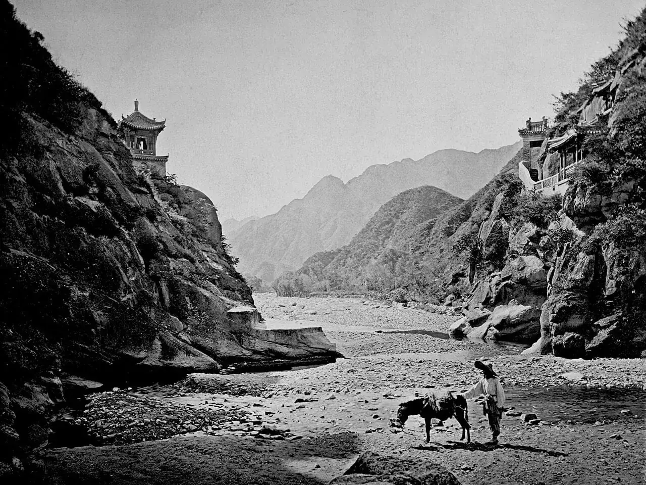 The Juyongguan valley and pass in a historical photograph