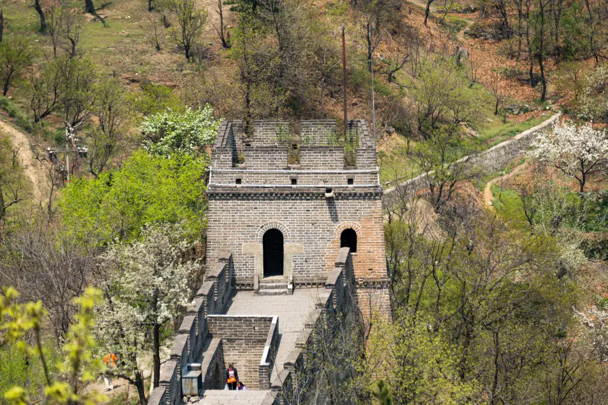 A restored watchtower with room to explore, spring blossoms at Mutianyu (photo: Mutianyu)