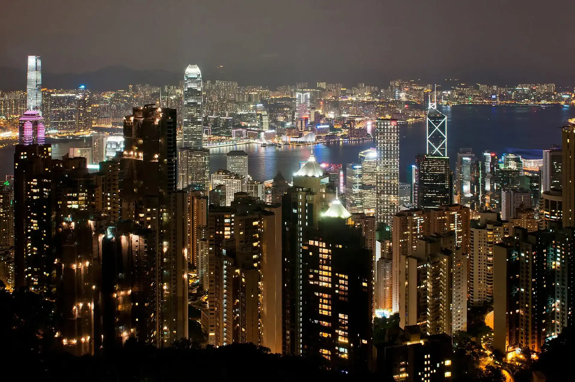 Hong Kong skyline and harbour from Victoria Peak